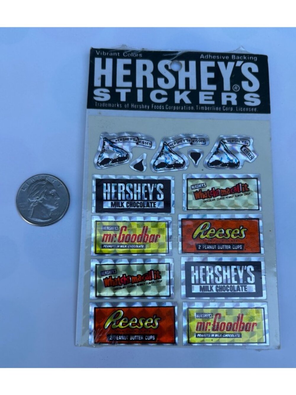 Vintage 1980's Hershey's Candy Holographic Stickers Reese's Mr. Goodbar Kisses